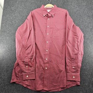 LL Bean Shirt Mens XL Tall Red Plaid 100% Cotton Long Sleeve Wrinkle Resistant